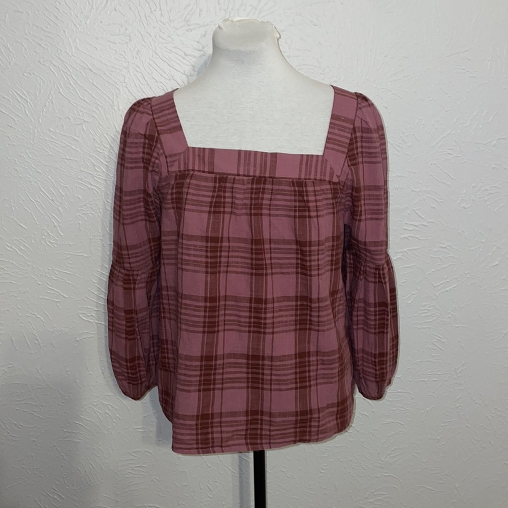 ANA Brianna Plaid Cropped Blouse